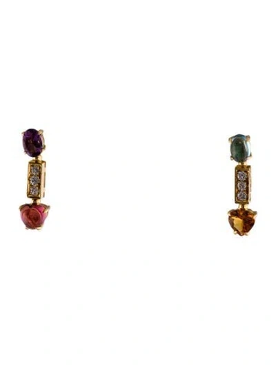 Pre-owned Bvlgari 18k Multistone Allegra Drop Earrings