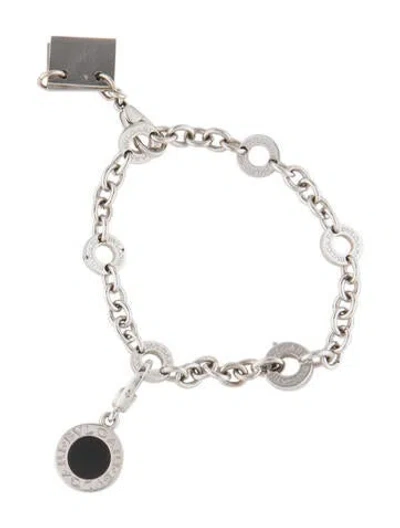 Pre-owned Bvlgari 18k Onyx & Page Binder Charm Bracelet, 5.75" In Multi