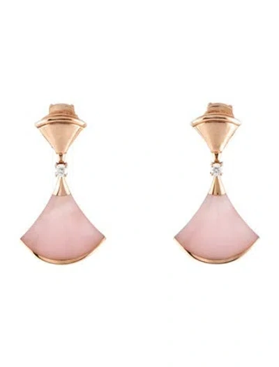 Pre-owned Bvlgari 18k Opal & Diamond Divas' Dream Drop Earrings In Multicolor