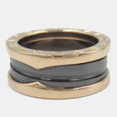 Pre-owned Bvlgari 18k Pink Gold B-zero1 2 Band Ceramic Ring Eu 48