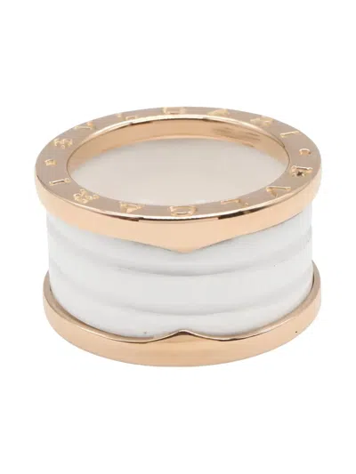 Pre-owned Bvlgari 18k Pink Gold B-zero1 Ring In White