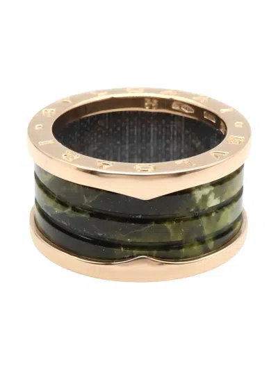 Pre-owned Bvlgari 18k Pink Gold Bowenite Ring