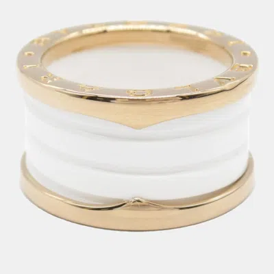 Pre-owned Bvlgari 18k Rose Gold And Ceramic B.zero1 Band Ring Eu 52