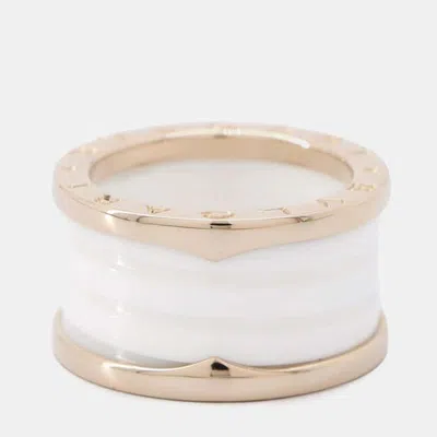 Pre-owned Bvlgari 18k Rose Gold And Ceramic B.zero1 Band Ring Eu 52
