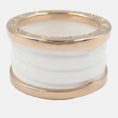 Pre-owned Bvlgari 18k Rose Gold And Ceramic B.zero1 Band Ring Eu 53