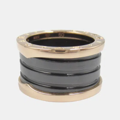 Pre-owned Bvlgari 18k Rose Gold And Ceramic B.zero1 Three Band Ring In Pink