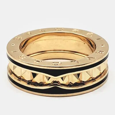 Pre-owned Bvlgari 18k Rose Gold & Ceramic Ceramic B.zero1 Rock Band Ring Eu 51
