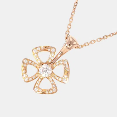 Pre-owned Bvlgari 18k Rose Gold And Diamond Fiorever Pendant Necklace
