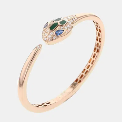 Pre-owned Bvlgari 18k Rose Gold And Diamond Serpenti Seduttori Cuff Bracelet