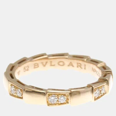 Pre-owned Bvlgari 18k Rose Gold And Diamond Serpenti Viper Band Ring Eu 52