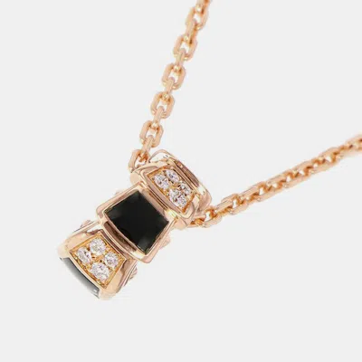 Pre-owned Bvlgari 18k Rose Gold And Diamond Serpenti Viper Pendant Necklace