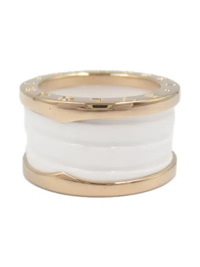 Pre-owned Bvlgari 18k Rose Gold B.zero 1 Ceramic Ring