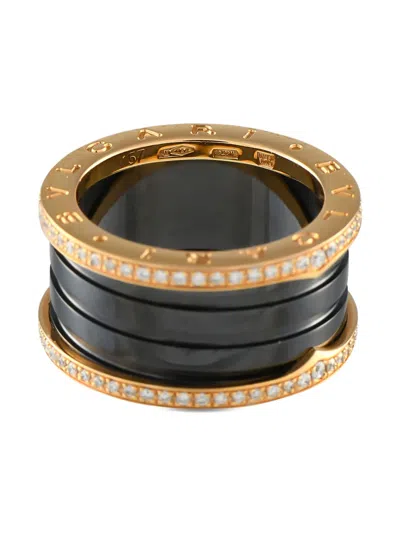 Pre-owned Bvlgari 18k Rose Gold B.zero1 Diamond Ring In 粉色