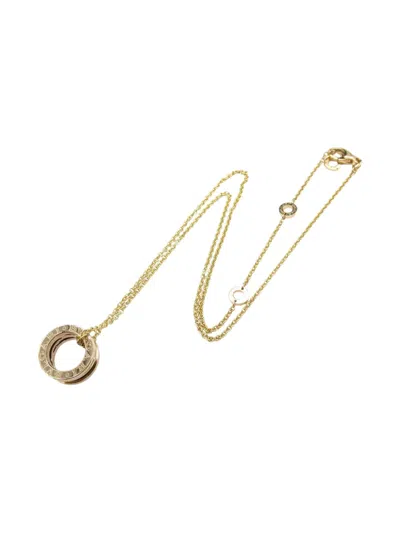 Pre-owned Bvlgari 18k Rose Gold Ceramic B-zero1 Necklace In Pink