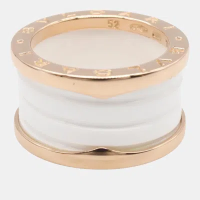 Pre-owned Bvlgari 18k Rose Gold Ceramic B-zero1 Ring Eu 52