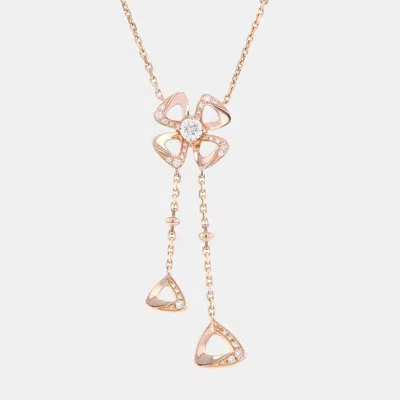 Pre-owned Bvlgari 18k Rose Gold Diamond Fiorever Necklace