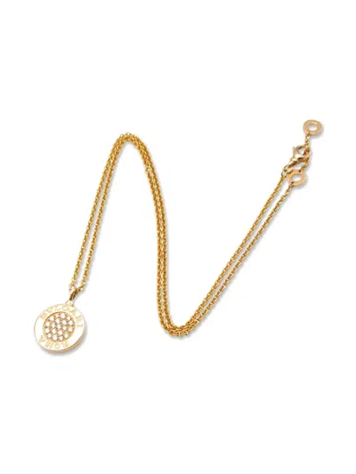 Pre-owned Bvlgari 18k Rose Gold Diamond Onyx Necklace