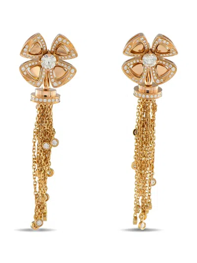 Pre-owned Bvlgari 18k Rose Gold Forever Diamond Earrings