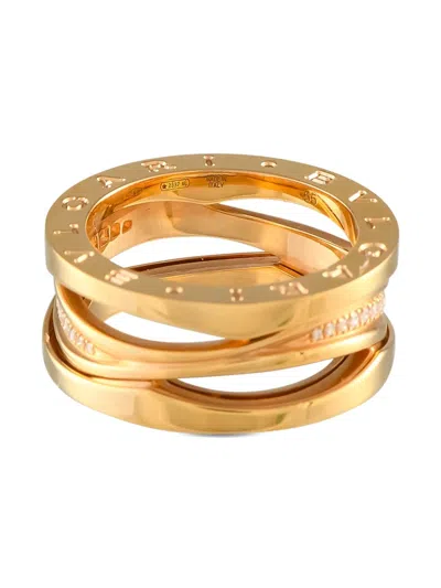 Pre-owned Bvlgari 18k Rose Gold Legend Diamond Ring In Pink