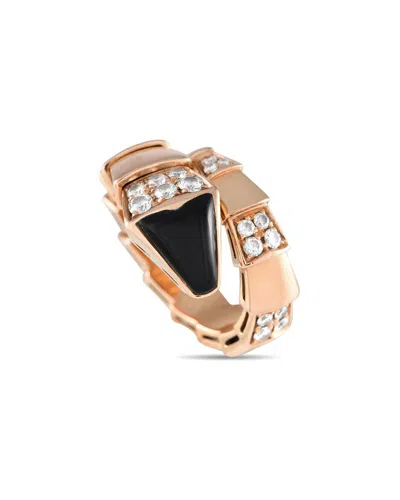 Bvlgari 18k Rose Gold Onyx Ring (authentic Pre-loved)