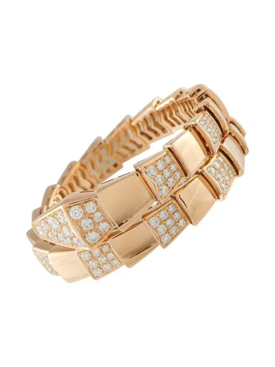 Pre-owned Bvlgari 18k Rose Gold Serpenti Scaglie Diamond Bracelet In Pink