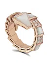 Bvlgari 18k Rose Gold Serpenti Viper Diamond Ring In Gold
