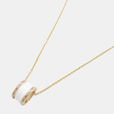 Pre-owned Bvlgari 18k Rose Gold White Ceramic B.zero1 Pendant Necklace