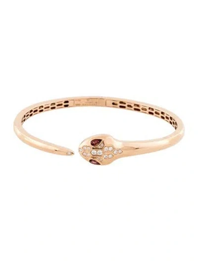 Pre-owned Bvlgari 18k Rubellite & Diamond Serpenti Seduttori Bracelet, 7.75" In Multicolor