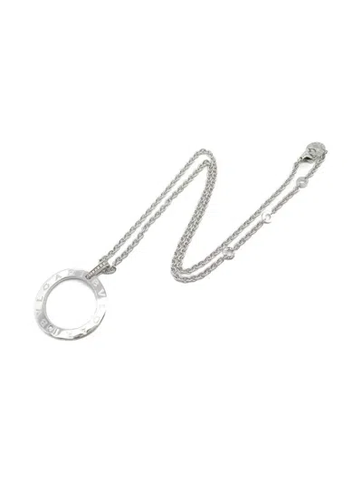 Pre-owned Bvlgari 2010s 18k White Gold Sotirio Diamond Necklace In Silver