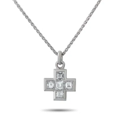 Bvlgari 18k White Gold 1.0ct Diamond Cross Pendant Necklace Bv19-060426 In Silver
