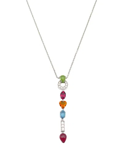 Pre-owned Bvlgari 18k White Gold Allegra Multi-gemstone Necklace