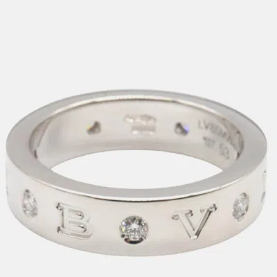 Pre-owned Bvlgari 18k White Gold And Diamond Band Ring Eu 53