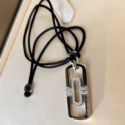 Pre-owned Bvlgari 18k White Gold And Diamond Paper Clip Necklace