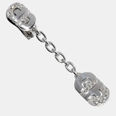 Pre-owned Bvlgari 18k White Gold And Diamond Parentesi Dangling Earrings