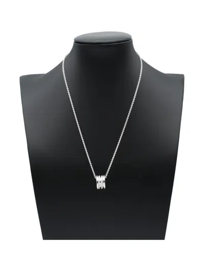 Pre-owned Bvlgari 18k White Gold B-zero1 Diamond Necklace In Silver