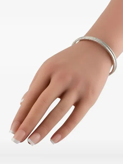 Pre-owned Bvlgari 18k White Gold B.zero1 Diamond Cuff Bracelet In Silver