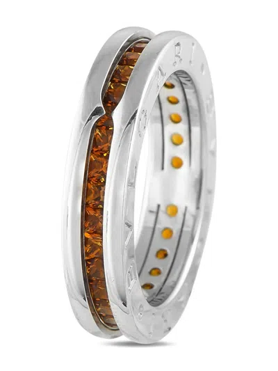 Pre-owned Bvlgari 18k White Gold B.zero1 Sapphire Ring In Silver