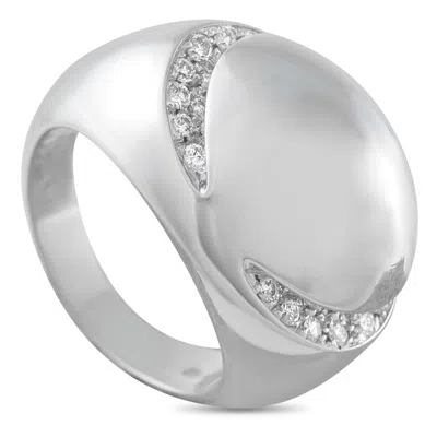 Bvlgari 18k White Gold Diamond Dome Ring Bv16-040826 In Metallic