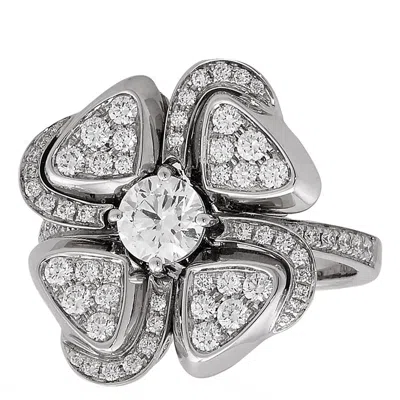 Bvlgari 18k White Gold Diamond Fiorever Ring In Metallic