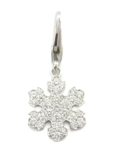 Pre-owned Bvlgari 18k White Gold Diamond Snowflake Necklace In Silver