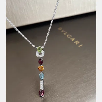 Pre-owned Bvlgari 18k White Gold Multicolor Gemstone Divas' Dream Pendant Necklace