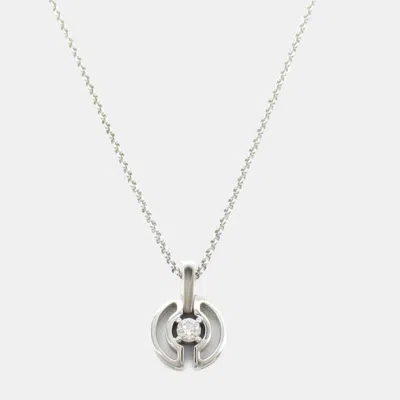 Pre-owned Bvlgari 18k White Gold Parentesi Diamond Pendant Necklace