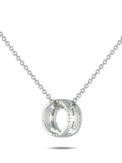 Pre-owned Bvlgari 18k White Gold Parentesi Necklace In Silver