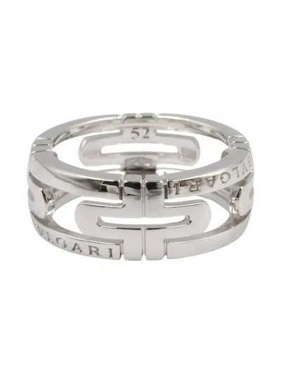 Pre-owned Bvlgari 18k White Gold Parentesi Ring In Silver
