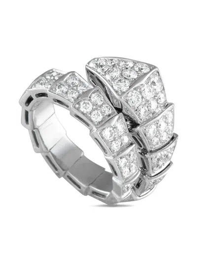 Pre-owned Bvlgari 18k White Gold Serpenti Diamond Ring In 银色