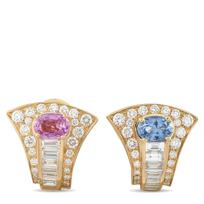 Bvlgari 18k Yellow Gold 2.50ct Diamond And Sapphire Clip-on Earrings Bv07-060526