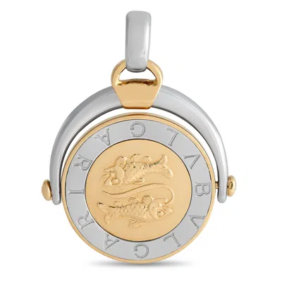 Bvlgari 18k Yellow Gold And Stainless Steel Pisces Zodiac Sign Pendant Bv32-012524 In Metallic