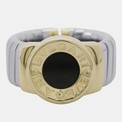 Pre-owned Bvlgari Tugabogas Ring Size Approximately 8th Stainless Steel 18k Yellow Gold