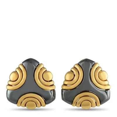 Bvlgari 18k Yellow Gold Hematite Earrings Bv43-052825 In Gray