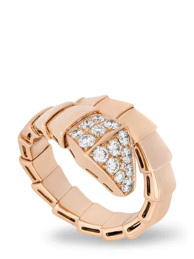 Pre-owned Bvlgari 18kt Rose Gold Serpenti Diamond Ring